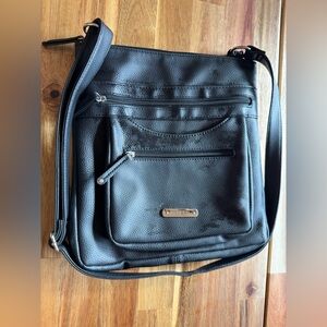 Black Faux Leather Crossbody Bag